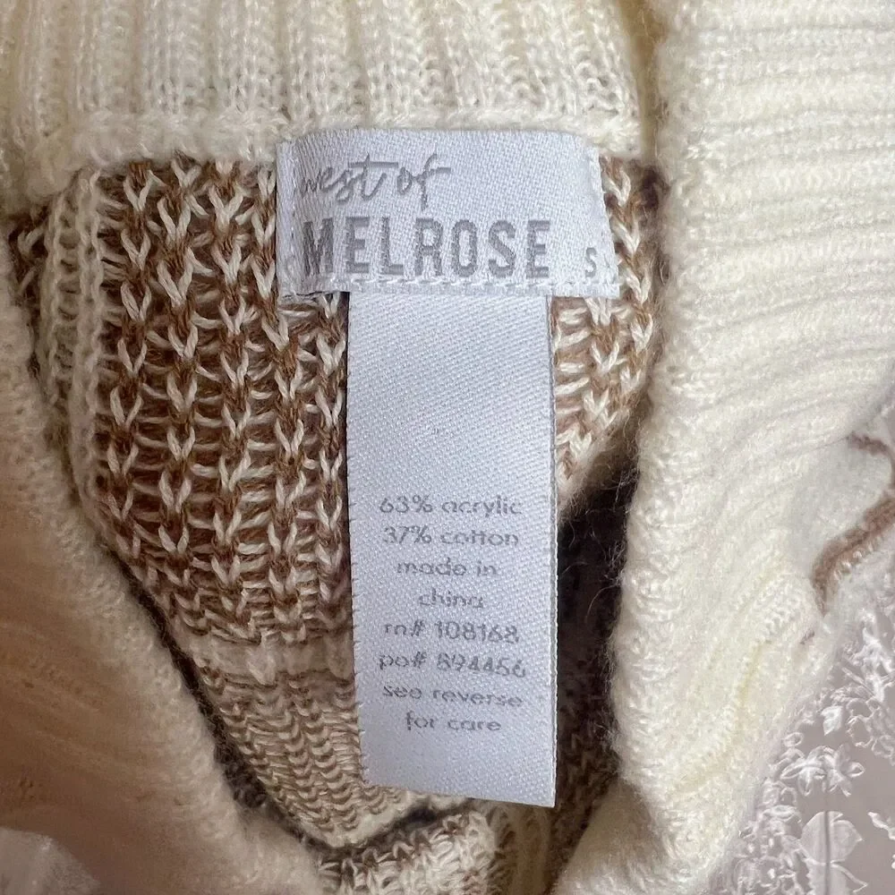 NWOT West of Melrose PacSun Cream Brown Grid Knit Sweater Mini Skirt Size S